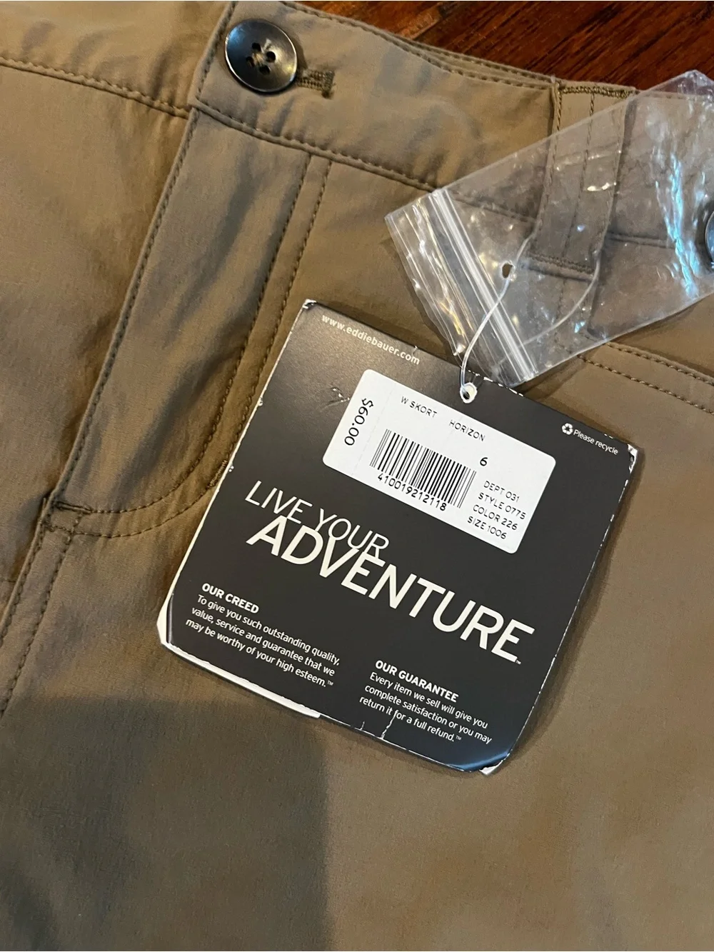 NWT Eddie Bauer Travex Flexion Horizon Skort Size 6 Khaki